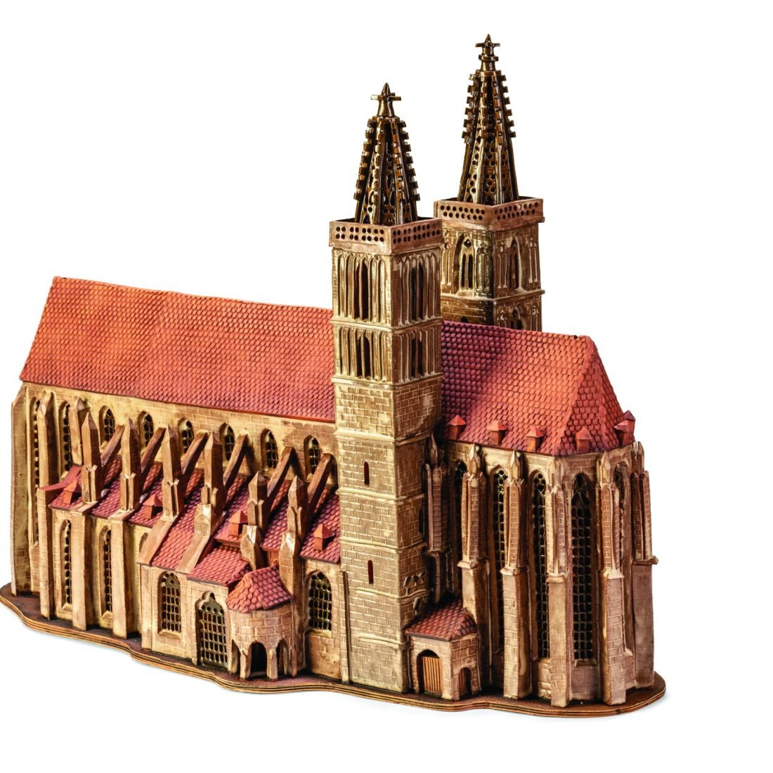 Ceramic miniature of Die Sankt Jakob kirche in Rothenburg RodT 21 mit beleuchtung