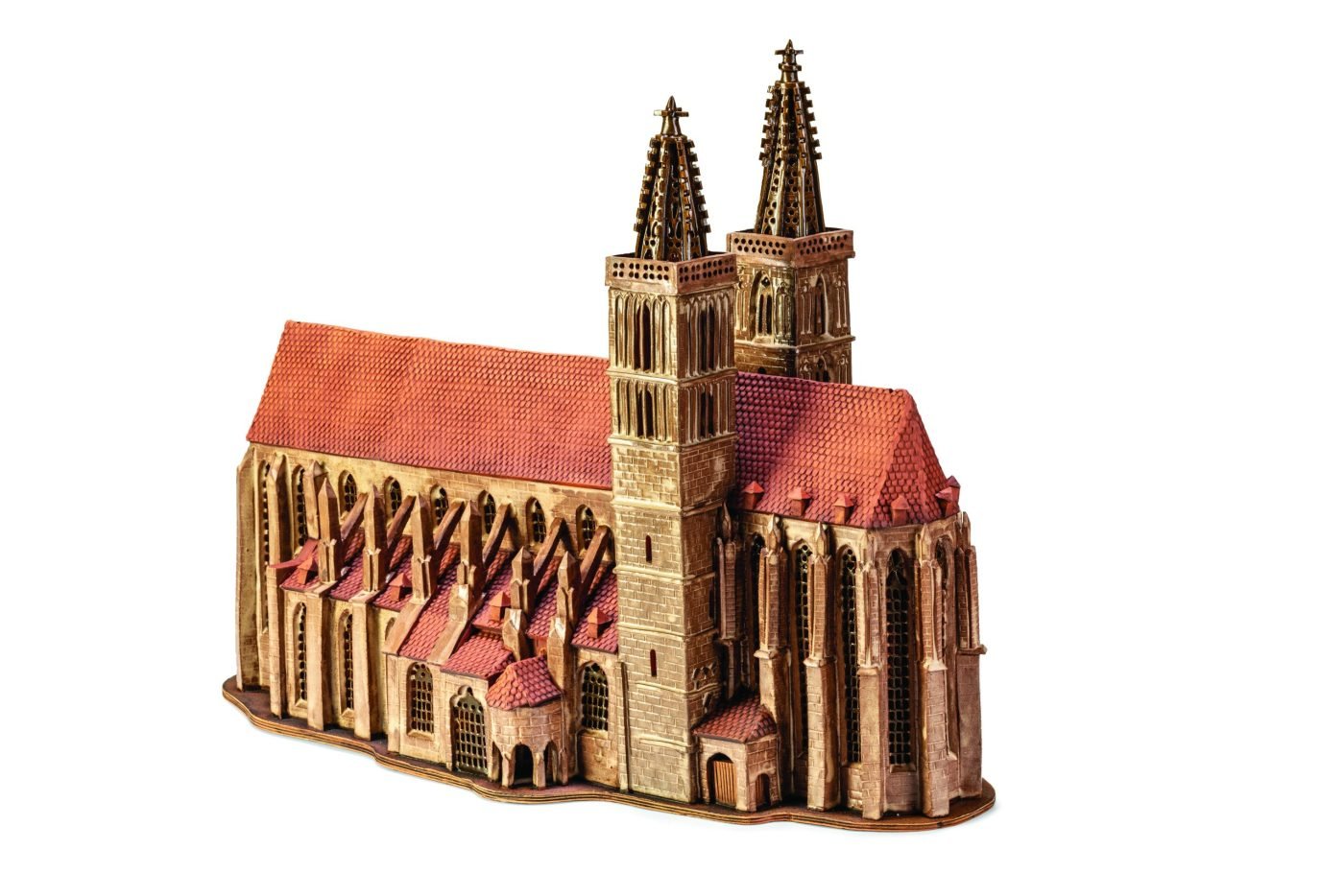 Ceramic miniature of Die Sankt Jakob kirche in Rothenburg RodT 21 mit beleuchtung