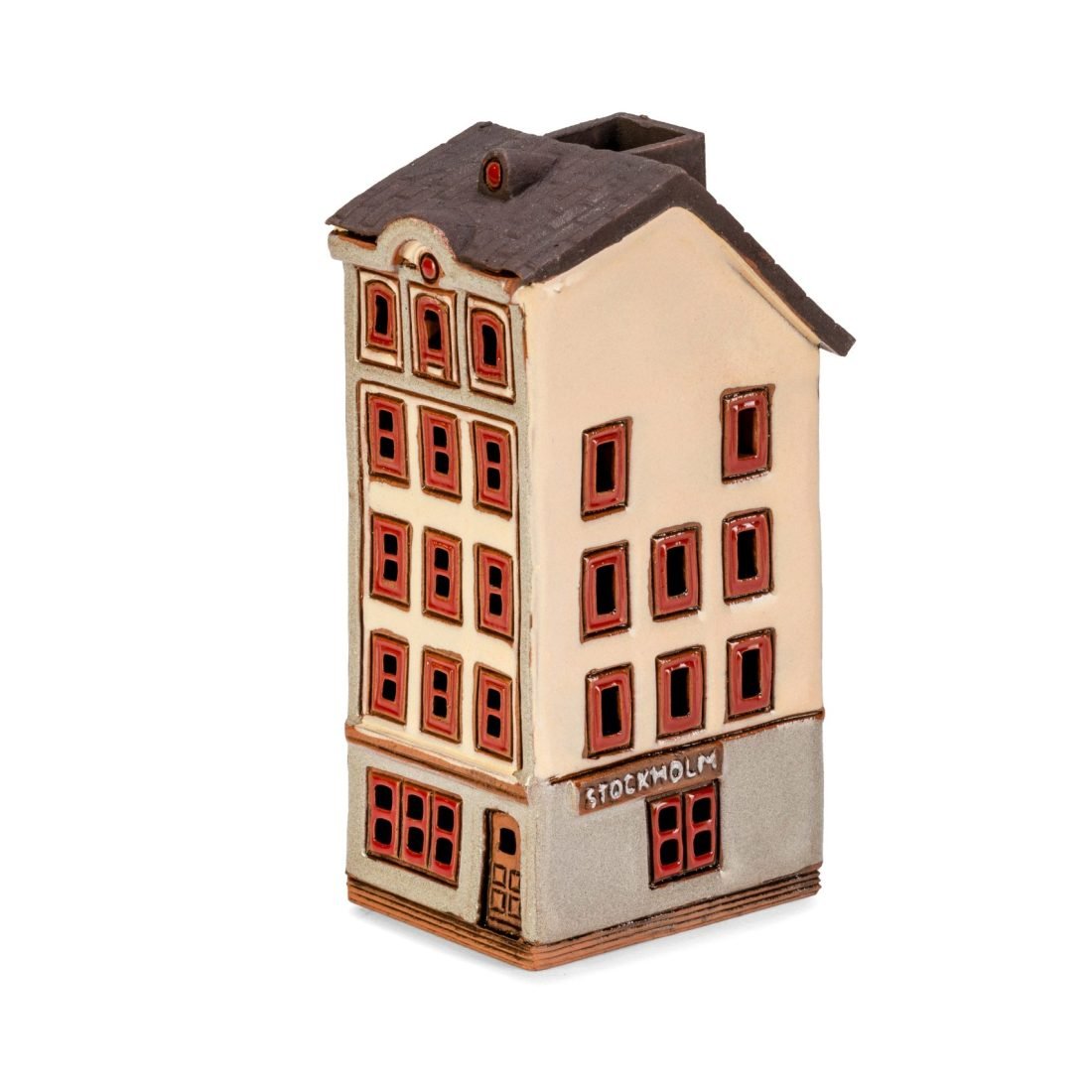 Handgemachte keramische Miniatur, originalgetreue Kopie eines Gebäudes in Stockholm SW 04 MINI