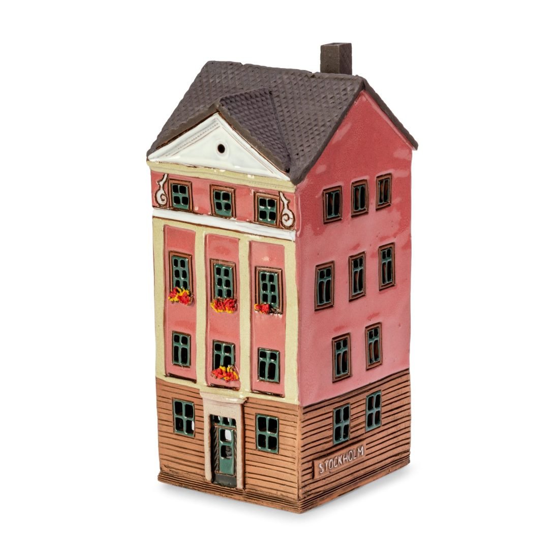 Handgemachte keramische Miniatur, originalgetreue Kopie eines Gebäudes in Stockholm SW 05