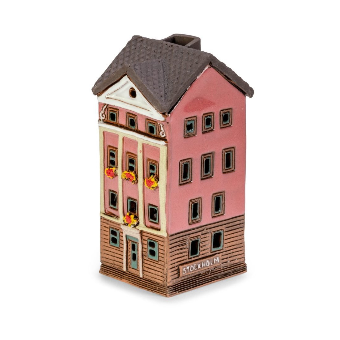 Handgemachte keramische Miniatur, originalgetreue Kopie eines Gebäudes in Stockholm SW 05 MINI