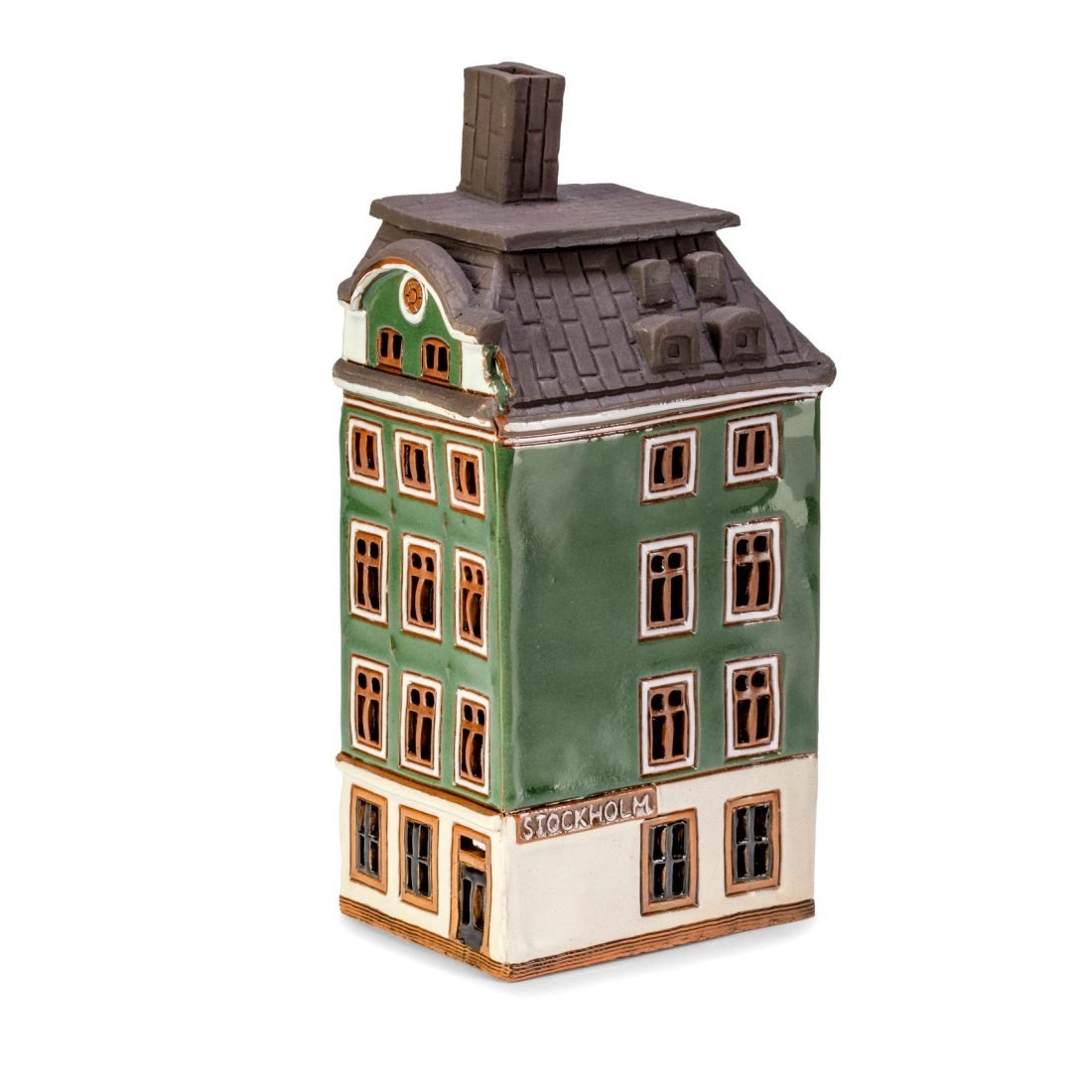 Handgemachte keramische Miniatur, originalgetreue Kopie eines Gebäudes in Stockholm SW 07