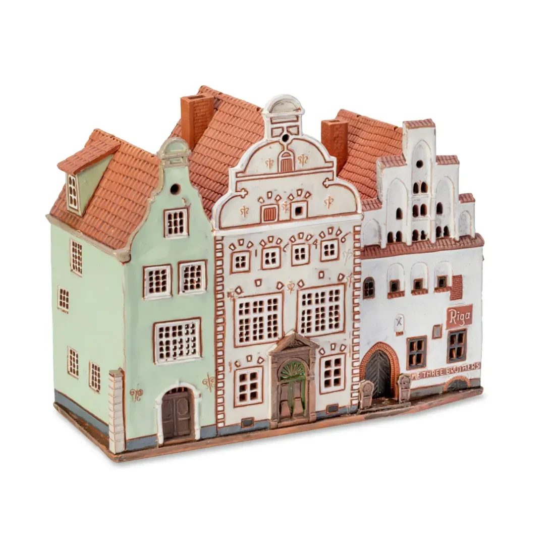 Handgemachte keramische Miniatur, originalgetreue Kopie eines Gebäudes in Riga LV 123