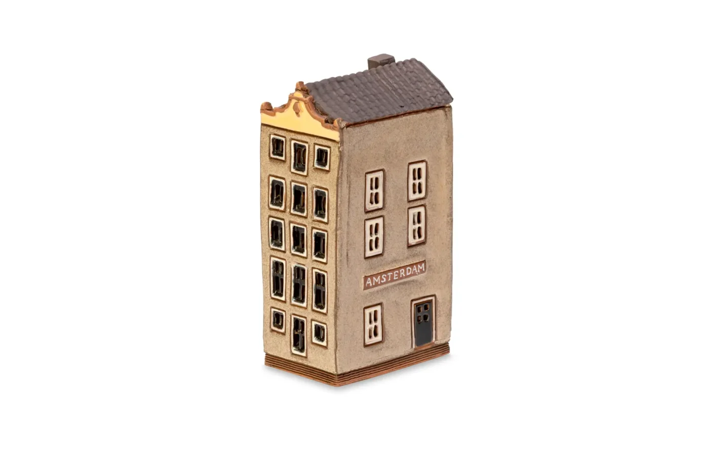 Handgemachte keramische Miniatur, originalgetreue Kopie eines Gebäudes in Amsterdam AMS 06 MINI