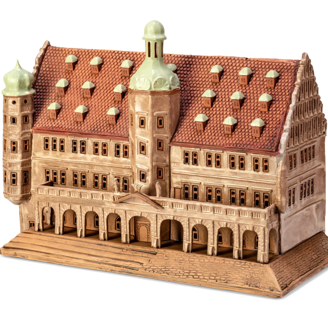 Ceramic miniature of Marien Apotheke-Jagstheimerhaus in Rothenburg RodT 19 mit beleuchtung