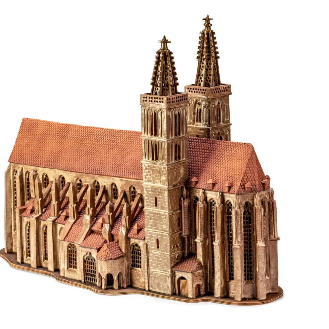 Ceramic miniature of Die Sankt Jakob kirche in Rothenburg RodT 21 mit beleuchtung
