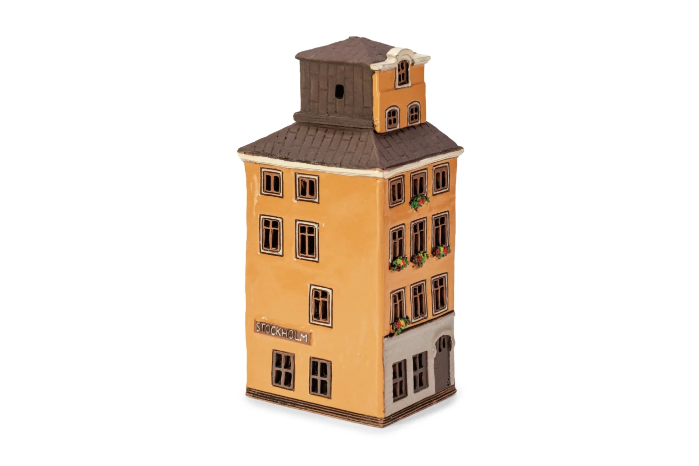 Handgemachte keramische Miniatur, originalgetreue Kopie eines Gebäudes in Stockholm SW 03